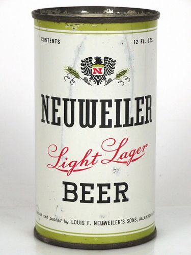 1953 Neuweiler Light Lager Beer 12oz Flat Top Can 103-01 Allentown, Pennsylvania