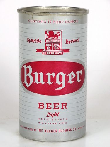 1961 Burger Light Beer 12oz Flat Top Can 46-11 Akron, Ohio