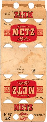 1955 Metz Premium Beer (12oz cans) Six Pack Can Carrier Omaha, Nebraska