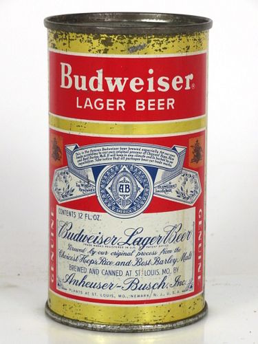 1952 Budweiser Lager Beer 12oz Flat Top Can 44-08 Saint Louis, Missouri