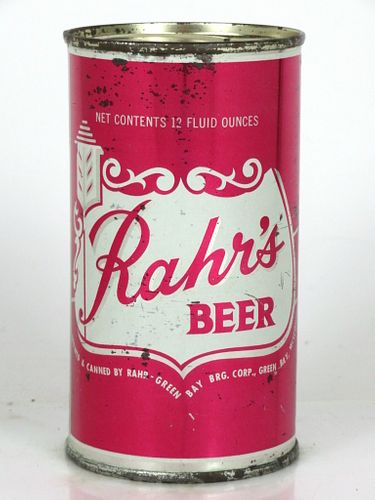 1958 Rahr's Beer 12oz Flat Top Can 117-20 Green Bay, Wisconsin