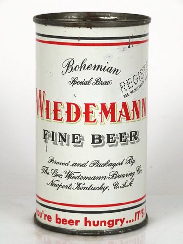 1958 Wiedemann's Fine Beer 12oz Flat Top Can 145-23.2 Newport, Kentucky