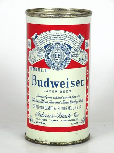 1959 Budweiser Lager Beer 10oz Flat Top Can 44-16 Saint Louis, Missouri