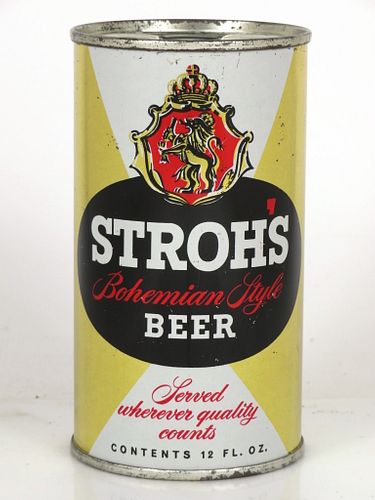 1958 Stroh's Bohemian Light Beer 12oz Flat Top Can 137-30.1 Detroit, Michigan