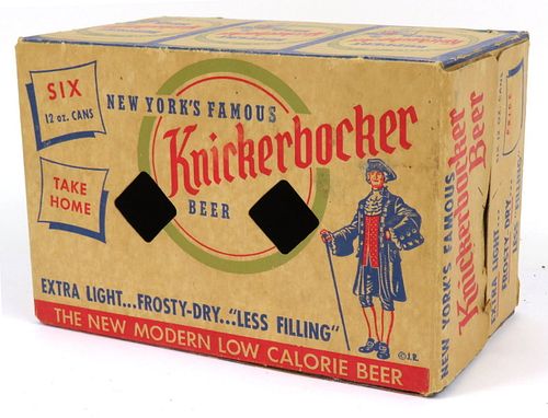 1960 Ruppert Knickerbocker Beer (For Flat Tops) Six Pack Can Carrier New York, New York