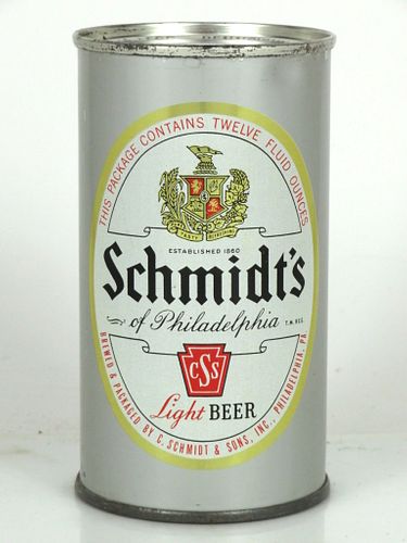 1956 Schmidt's Of Philadelphia Beer 12oz Flat Top Can 131-30.2 Philadelphia, Pennsylvania