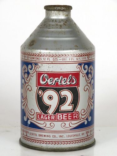1950 Oertel's '92 Lager Beer 12oz Crowntainer 197-15 Louisville, Kentucky