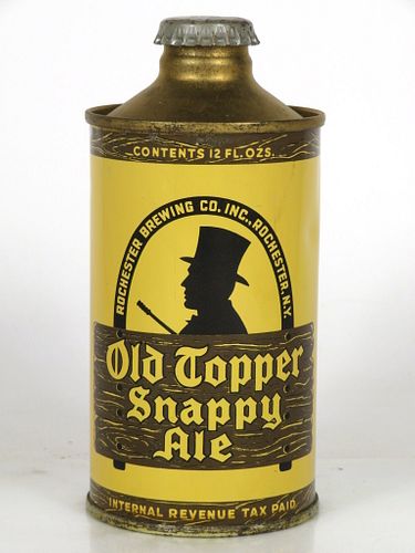 1937 Old Topper Snappy Ale 12oz Cone Top Can 178-07 Rochester, New York