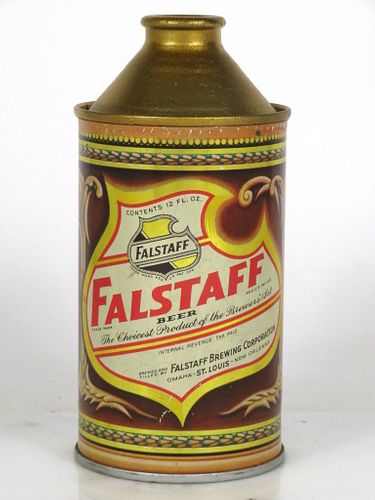 Unpictured 1946 Falstaff Beer 12oz Cone Top Can Saint Louis, Missouri