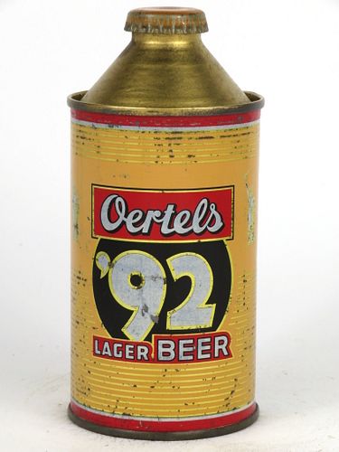 1953 Oertels '92 Lager Beer 12oz Cone Top Can 175-23 Louisville, Kentucky