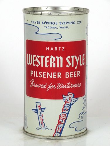 1960 Hartz Western Style Beer 11oz Flat Top Can 145-10 Tacoma, Washington