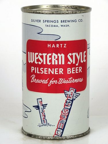 1957 Hartz Western Style Pilsener Beer 12oz Flat Top Can 145-11 Tacoma, Washington