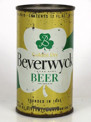1947 Beverwyck Beer 12oz Flat Top Can 36-38 Albany, New York