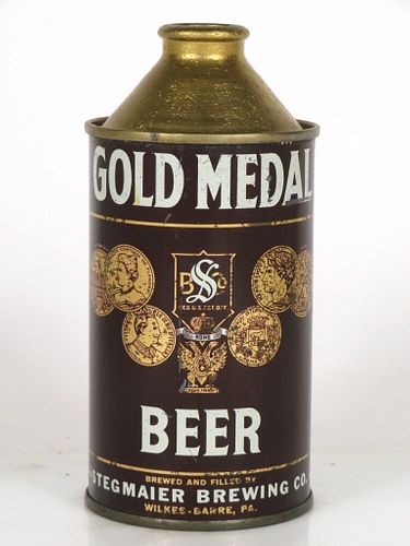 1948 Gold Medal Beer 12oz Cone Top Can 165-29 Wilkes-Barre, Pennsylvania