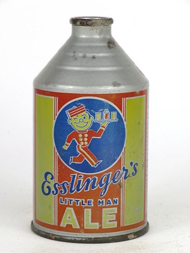 1939 Esslinger's Little Man Ale 12oz Crowntainer 193-18 Philadelphia, Pennsylvania
