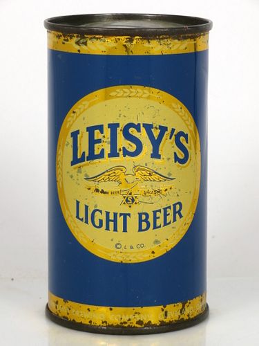 1953 Leisy's Light Beer 12oz Flat Top Can 91-21 Cleveland, Ohio