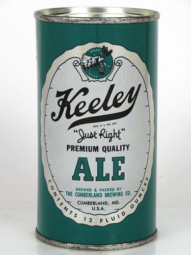 1955 Keeley Ale 12oz Flat Top Can 87-21 Cumberland, Maryland
