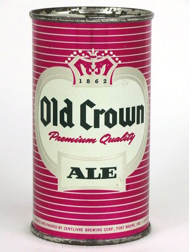 1956 Old Crown Ale (maroon) 12oz Flat Top Can 105-13 Fort Wayne, Indiana