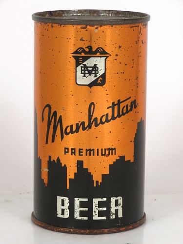 1938 Manhattan Premium Beer 12oz Flat Top Can OI-519 Chicago, Illinois