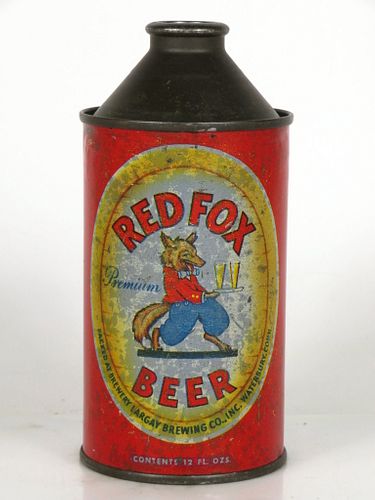 1946 Red Fox Beer 12oz Cone Top Can 180-26 Waterbury, Connecticut