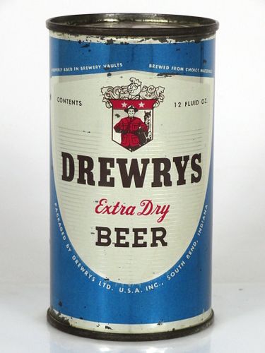 1954 Drewrys Extra Dry Beer (Blue Sports) 12oz Flat Top Can 56-04 South Bend, Indiana