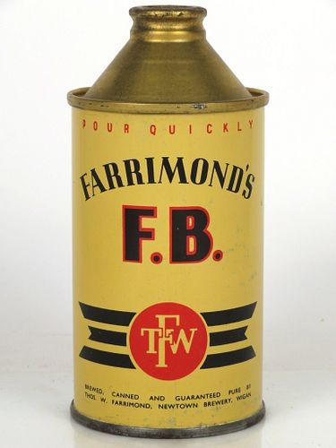 1951 Farrimond's FB Beer 12oz Cone Top Can No Ref. Wigan, Greater Manchester