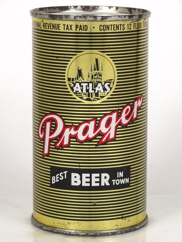 1948 Atlas Prager Beer 12oz Flat Top Can 32-21 Chicago, Illinois