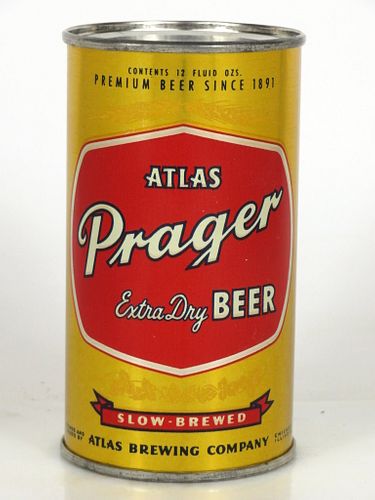 1950 Atlas Prager Beer 12oz Flat Top Can 32-22 Chicago, Illinois