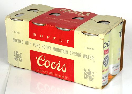1968 Coors Buffet Beer (8 Pack FULL 7oz cans) Eight Pack Can Carrier Golden, Colorado