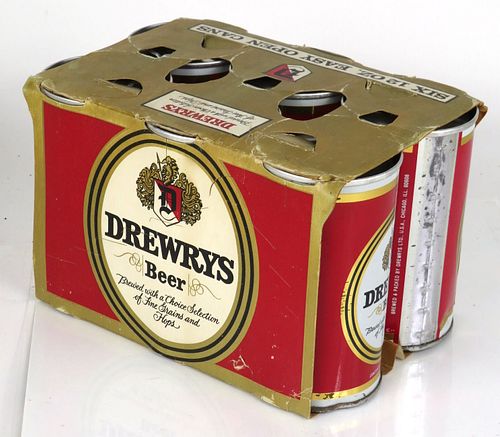 1970 Drewrys Beer Six Pack 12oz Six-pack Holder Chicago, Illinois