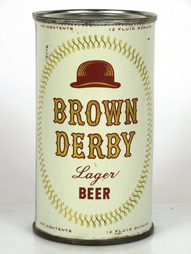 1955 Brown Derby Lager Beer 12oz Flat Top Can 42-24 Chicago, Illinois