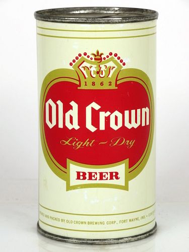 1961 Old Crown Beer 12oz Flat Top Can 105-22v Fort Wayne, Indiana
