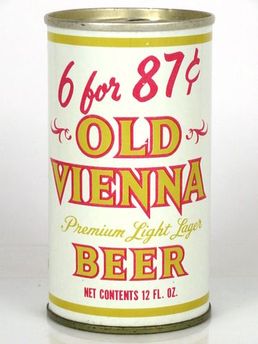 1968 Old Vienna Beer 12oz Tab Top Can T102-40 Los Angeles, California