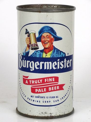 1954 Burgermeister Beer Music Box 12oz Flat Top Can 46-35 San Francisco, California