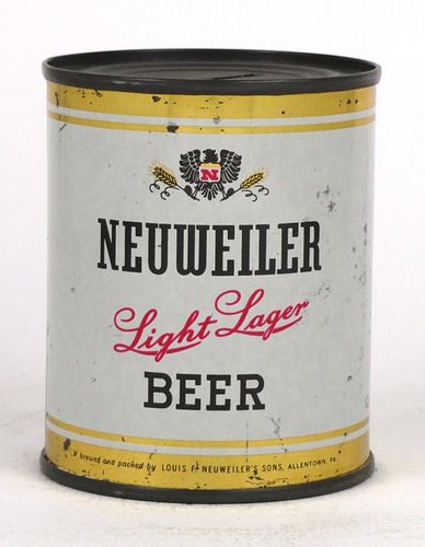 1957 Neuweiler Light Lager Beer 8oz Can 242-04 Allentown, Pennsylvania