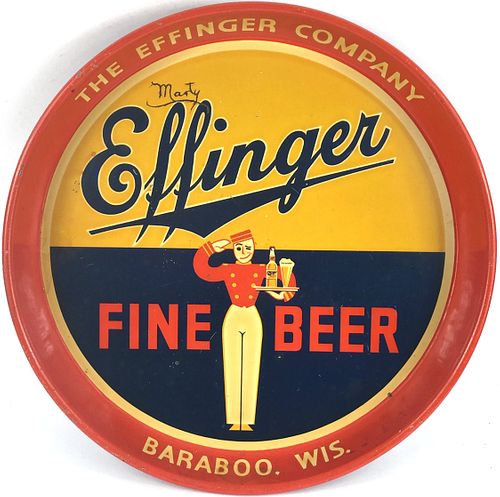 1933 Effinger Fine Beer 12 inch Serving Tray Baraboo, Wisconsin