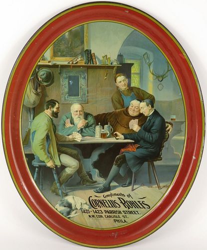 1910 Compliments of Cornelius Rohlfs 16½ x 13½ inch oval Serving Tray Philadelphia, Pennsylvania
