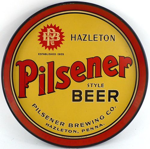 1937 Hazleton Pilsener Style Beer 12 inch Serving Tray Hazleton, Pennsylvania