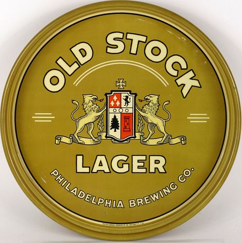 1942 Old Stock Lager Beer 13 inch Serving Tray Philadelphia, Pennsylvania
