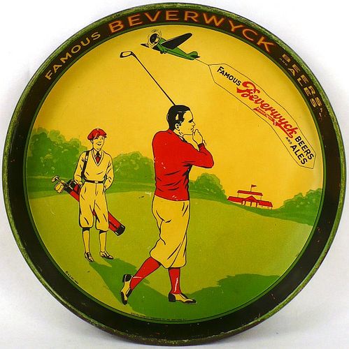 1936 Beverwyck Beers and Ales golfing 12 inch tray Serving Tray Albany, New York