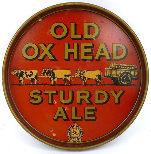 1945 Old Ox Head Sturdy Ale 12 inch tray Serving Tray Rochester, New York