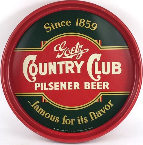 1949 Goetz Country Club Pilsener Beer 13 inch tray Serving Tray St. Joseph, Missouri