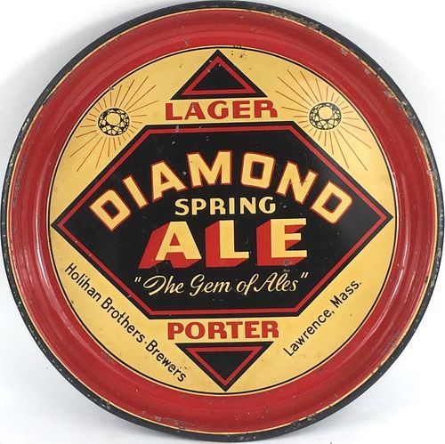1934 Diamond Spring Ale/Lager/Porter 13 inch tray Serving Tray Lawrence, Massachusetts