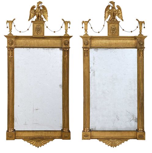 Rare Pair Federal American Market Giltwood Mirrors