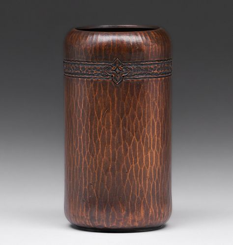 RoycroftÂ Hammered Copper Cylinder Vase c1920