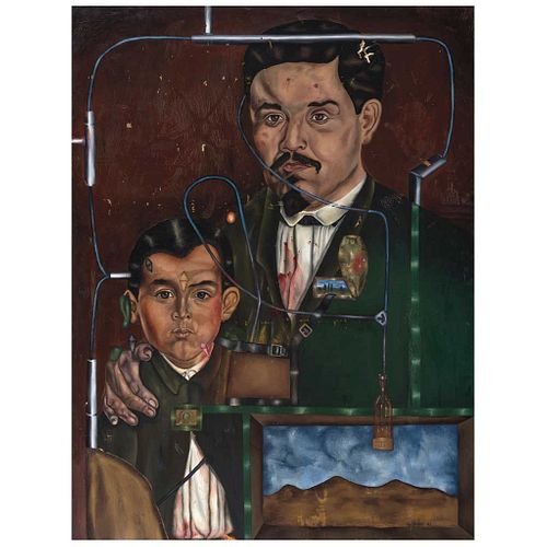ARTURO ELIZONDO, Mi padre, mi cuerpo, Firmado y fechado 93 al frente y al reverso, Óleo sobre tela, 200 x 152 cm, Copia de certificado