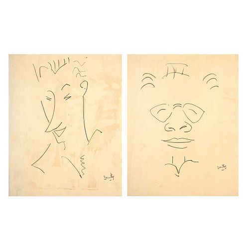 SANTOS BALMORI, a) Retrato de Jan Hoowij b) Sin título, Firmados, Carboncillo sobre papel, 27.3 x 21.5 cm cada uno, Piezas: 2
