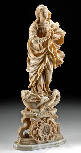 18th C. Italian Marble Sculpture, St. Margaret & Dragon