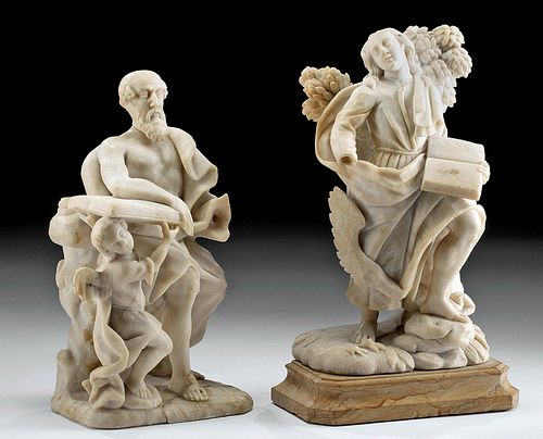 19th C. Italian Marble Figures of Evangelists (pr)