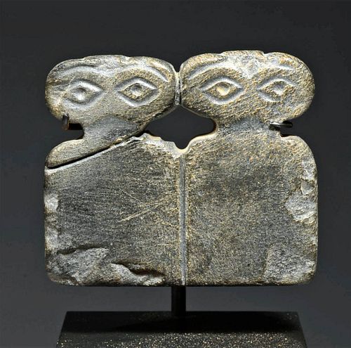 Rare Mesopotamian Tell Brak Stone Double Eye Idol